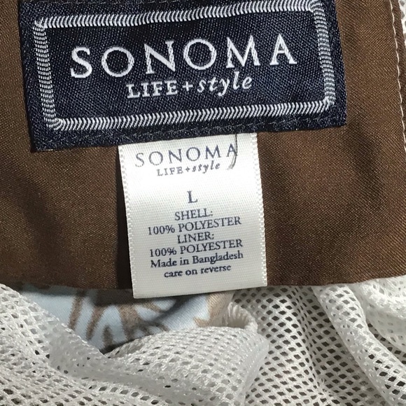 SONOMA Mens Hibiscus Print Brown Board Short Large - Picture 4 of 7